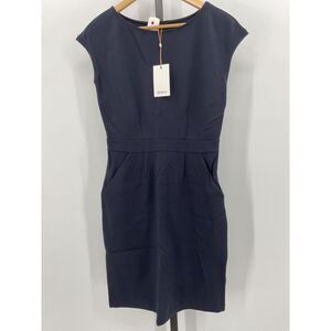 NWT Quince Women's Ultra-Stretch Ponte Cap Sleeve Dress Navy Blue S
